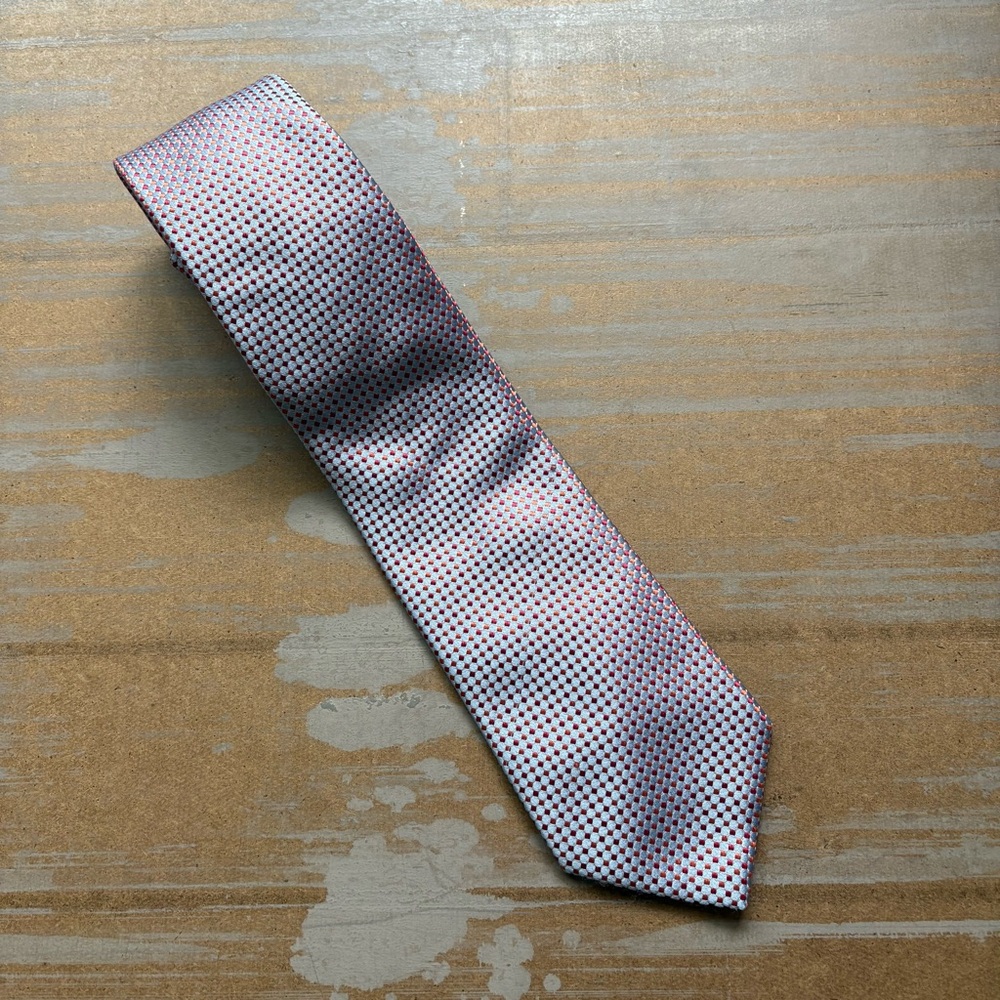 Dormeuil 100% Silk Geometric Tie Metallic Preppy Work Wear